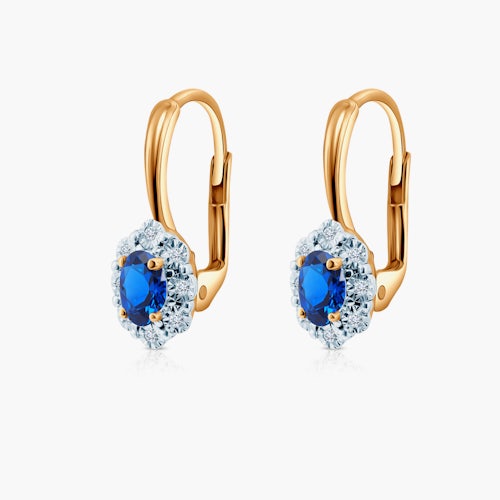 Kolczyki Savicki: dwukolorowe złoto, niebieskie szafiry, diamenty